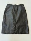 Vintage Brass Plum Nordstrom Black Leather pencil  Skirt size 11 /M