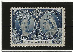 Canada Scott #54 mint hinged 5c blue Queen Victoria 1897 Jubilee issue og f/vf - Picture 1 of 2