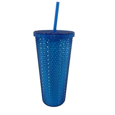 16oz Royal Blue Studded Tumbler Cup with Lid & Straw – Bold Reusable Drinkware - Image 1 of 2