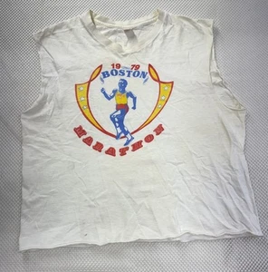 Vintage 1979 Boston Marathon Sleeveless Shirt Mens size XL Water Print Rare - Picture 1 of 5