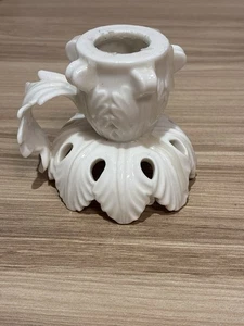 Vintage Italian Porcelain Candle Holder – Bonwit Teller – Rococo Leaf Cutouts - Picture 1 of 2