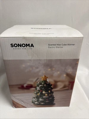 "Calentador de aceite de fusión de cera de vacaciones para árbol de Navidad de cerámica Sonoma caja abierta de 8""" Foto 1 de 2