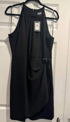 DKNY LITTLE BLACK WRAP DRESS SZ 12 NWT - Image 1 of 3