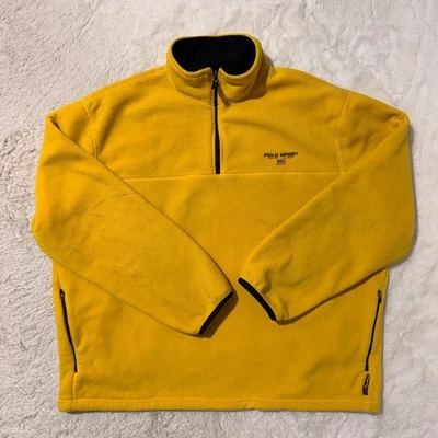 Suéter Pullover Vintage Polo Sport Ralph Lauren Polar Para Hombre 2XL Amarillo 1/4 Cremallera Foto 1 de 4