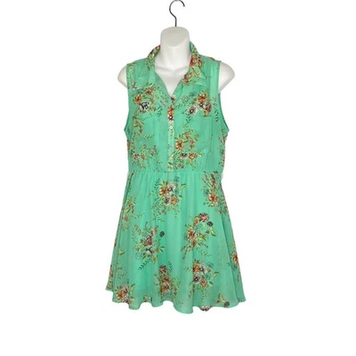 Vestido freebird para mujer medio verde floral sin mangas por encima de la rodilla acampanado forrado Foto 1 de 4