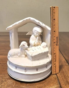 Ceramic, Rotating Schmid Christmas Silent Night Baby Jesus & Angels, Vintage - Picture 1 of 8