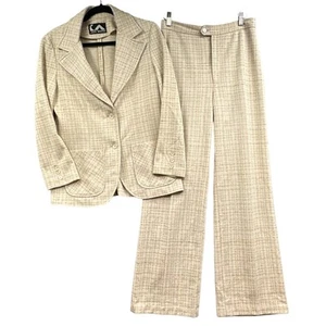 VTG Jack Winter 2PC Leisure Suit M Plaid Wide Leg MCM Mod Disco 70s US - Picture 1 of 24