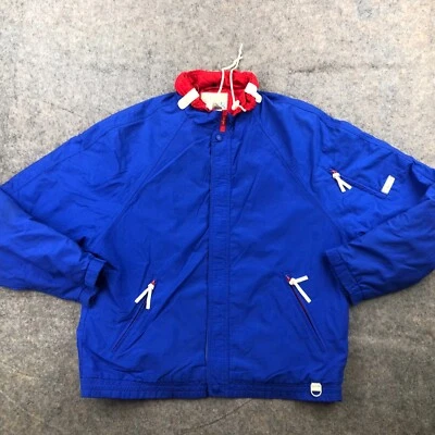 Chaqueta cortavientos vintage SKYR para hombre mediana azul roja cremallera completa logotipo Foto 1 de 4