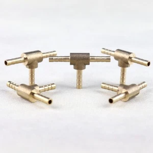 5Pcs HOSE BARB TEE Brass Pipe 3 WAY T Fitting Thread Gas Fuel Water 1/8"4mm - Bild 1 von 5