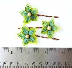 3 Flower Hair Pins, Floral Hairpins Womens Hair Clips Boho Bobby Pins Hippie - Picture 1 of 3