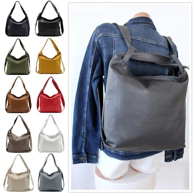 ITALY ★ 2IN1 ECHT LEDER WANDELBAR RUCKSACK UMHÄNGETASCHE SCHULTERTASCHE SHOPPER - Bild 1 von 4