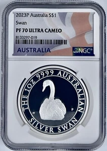 2023 P $1 Australia Swan 1 oz Silver Coin NGC PF70UCAM Proof 2.5K Mintage 9999 - Picture 1 of 2