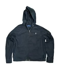 Polo Ralph Lauren Cotton Full Zip Lined Hooded Jacket Black Men’s Size Large - Picture 1 of 8