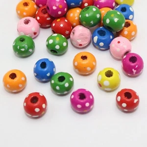 100 Mixed Bright Candy Color 10mm Round Flower Wood Beads Spacer - Picture 1 of 8