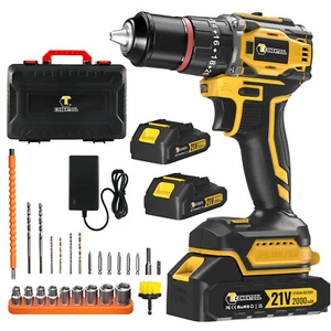 21V Cordless Brushless Electric Screwdriver Drill Combi Driver + 2 Battery 52Nm - Picture 1 of 14