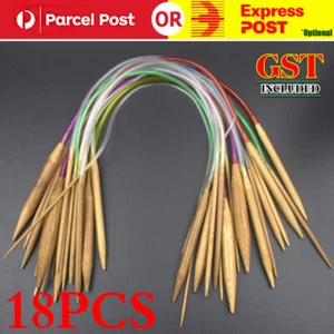 18PCS 40CM-120CM Tube Carbonized Circular Bamboo Knitting Needles Yarn Tools AU - Picture 1 of 12