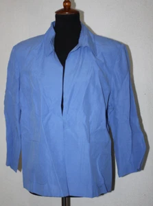 Blazer giacca aperto Coldwater Creek taglia PXL donna blu chiaro misto seta lino - Foto 1 di 6