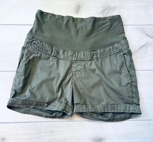 H&M Mama Maternity Shorts Womens Size 12 Fatigue Green Cargo Baby Bump Shorts - Picture 1 of 4