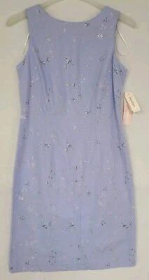 Nuevo con etiquetas Vestido Vaina Granero Lila Mezcla de Lino Floral Bordado Sin Mangas Talla 4 Foto 1 de 4