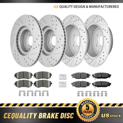For Subaru XV Crosstrek Forester Front & Rear Drilled Slotted Rotors +Brake Pads - Image 1 of 4