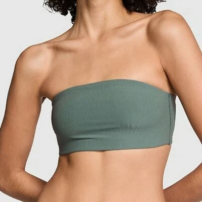 Victoria's Secret ROSA Bralette Bandeau Sujetador Base Top S Fresco Color Verde Bosque Foto 1 de 4