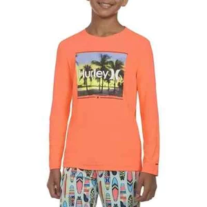 Hurley Boys Long Sleeve UV T-Shirt Size M 8 Orange - Picture 1 of 6