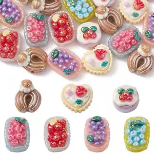 30Pcs Resin Imitation Food Beads, Charms Food Cute Set Beads Charms,Mixed Shapes - Picture 1 of 7