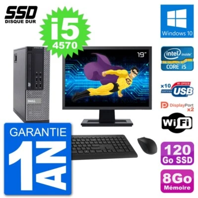 PC Dell 9020 SFF Ecran 19" Intel Core i5-4570 RAM 8Go SSD 120Go Windows 10 Wifi - Bild 1 von 3