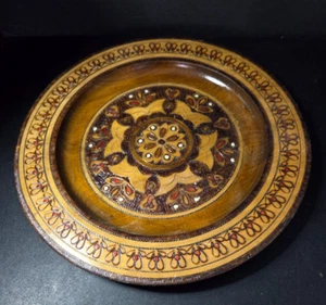 Polish Hand Carved Floral Wooden Plate approx. 11.5" VTG.(CZ - 10-SAB-3) - Picture 1 of 3