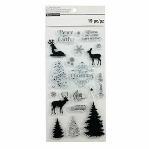 Ricordi ~ TIMBRI ALBERO A STRATI ~ Set Timbri Trasparenti Natale Cervo Gioia Pace - Foto 1 di 1