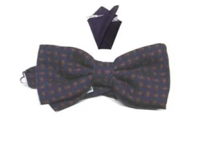 Papillon Homme Laine Bleu Avec Microdisegni Classiques Rouge Possibi Assorti Sac - Picture 1 of 6