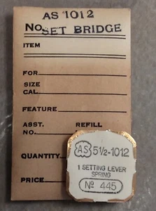 Vintage NOS Armbanduhr Set Brücke AS 1012 HR Materialsortiment Uhrmacherwerkzeug - Bild 1 von 3