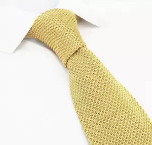 Light Mustard Yellow Gold Knitted Slim 5CM NEW Skinny Knit Tie Mens Hand K15 UK - Picture 1 of 2