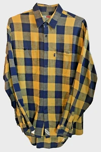 Vintage Levi's Plaid Shirt, Blue/Yellow, Mens Large, 100% Cotton, Flannel Feel - Picture 1 of 5