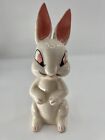 Evil Bunny Rabbit Vintage Ceramic Pink Ears Hand Painted Easter Decor Creepy