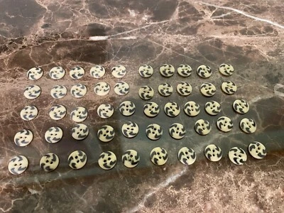 Lot of 50 Vintage China Stencil Buttons - Black Gray Ivory Pattern - Image 1 of 4