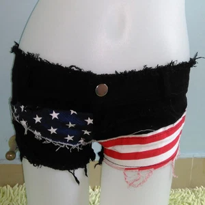 Nuevo Sexy Mujeres Niña Mini Jeans Pantalones Cortos Pantalones Denim Bandera de Estados Unidos Rayas Estrella - Imagen 1 de 13