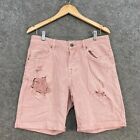Industrie Shorts Mens W30 Pink Distressed Chino Denim Cotton Pockets 35512