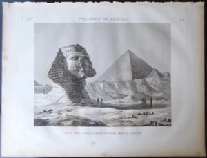 1820s Description de l'Egypte Antiquities Vol. V Pl. 11 - Sphinx & Great Pyramid - Picture 1 of 3