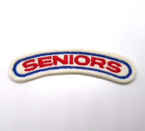 Seniors Patch Red Blue Felt Embroidered Vintage Sew On Cheesecloth Back - Picture 1 of 6