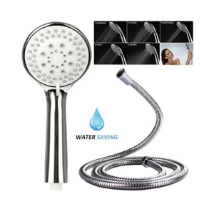 Set soffione e tubo doccia universale alta pressione cromato risparmio acqua modalità bagno - Foto 1 di 10