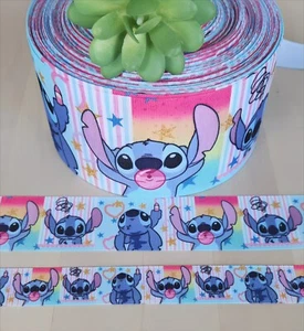 7/8, 1.5 & 3" (1 YD) Lilo and Stitch Grosgrain Ribbon Scrump Hair Bow Lanyard - Picture 1 of 1