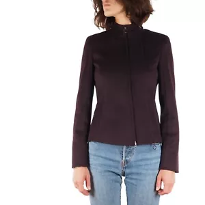 Akris Punto Women's Dark Brown Wool Angora Designer Double Zip Jacket size US2 - Picture 1 of 13