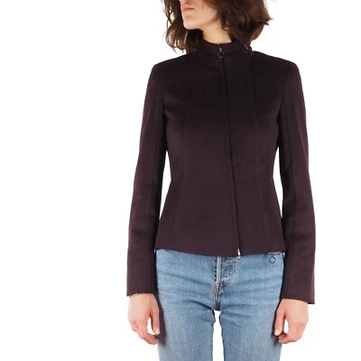 Akris Punto Women's Dark Brown Wool Angora Designer Double Zip Jacket size US2 - Image 1 of 4