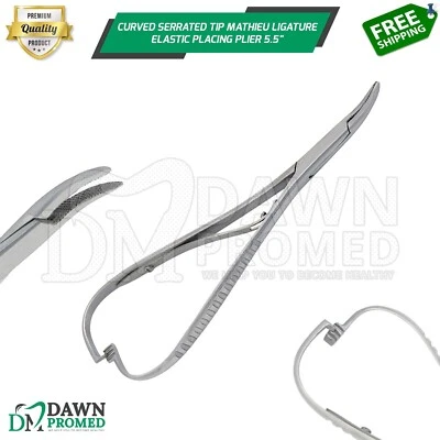 弯曲锯齿尖 Mathieu Ligature 弹性放置钳 5.5 英寸矫正 — 第 1/4 张图片