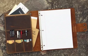 A4 Loseblatt Schreib Notizbuch Retro Tagebuch Notizblock Rindsleder braun Q403 - Bild 1 von 3