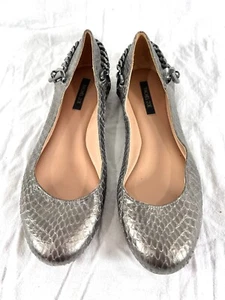 RACHEL ZOE Gray SnakeSkin Flats with Chain Link Marked as 7US  - Picture 1 of 12