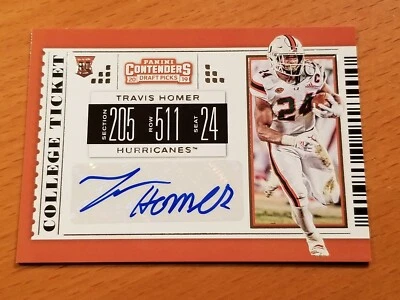 2019 Contenders Draft #276 Travis Homer Miami Seahawks Rookie RB Auto D - Image 1 of 2