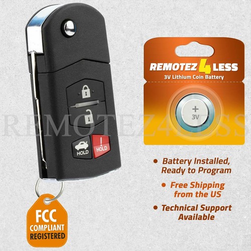 Flip Key Remote Fob For 2010-2013 Mazda 3 - Keyless Entry Transmitter, Needs Programming