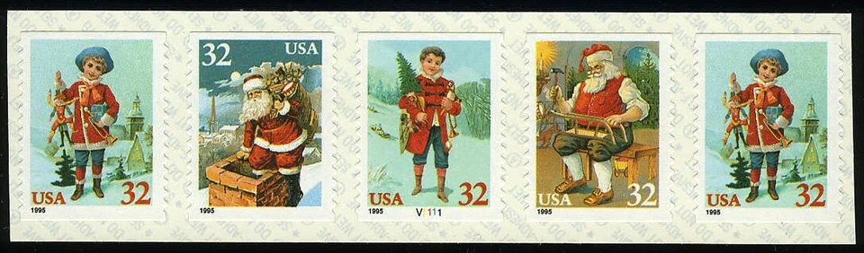 US #3014-3017 3014-7 3017a 32¢ Navidad Papá Noel Niños PS5 PNC5 Pl V1111 NH MNH Foto 1 de 1